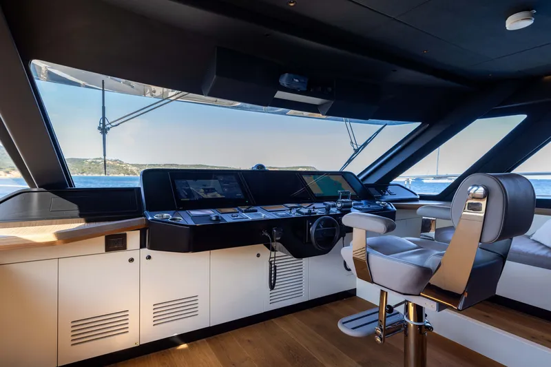 Slide: The Image of Modern yacht cockpit of 2025 Alpha 100 Squalo with advanced navigation systems. - 35