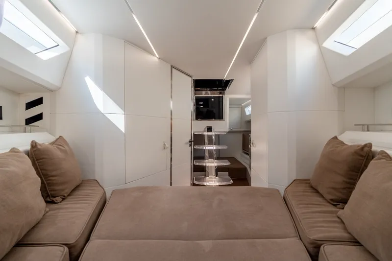 Slide: The Image of Luxurious interior of 2023 Evo Yachts R4 WA with modern design and comfortable seating. - 28