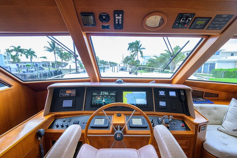 Slide: The Image of Helm of 2008 Grand Banks 72 Aleutian RP yacht with navigation equipment and luxurious interior. - 14