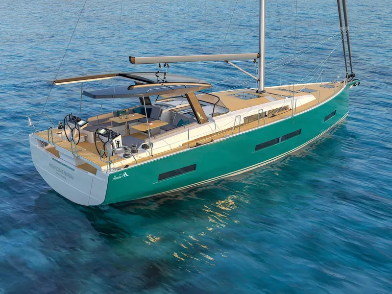 The Image of 2024 Hanse 510 sailboat on clear blue water. - 0