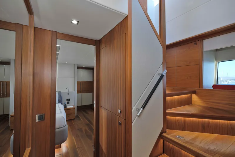 Slide: The Image of Luxurious interior of 2018 Sunseeker 76 Yacht with wooden finishes and modern design. - 72