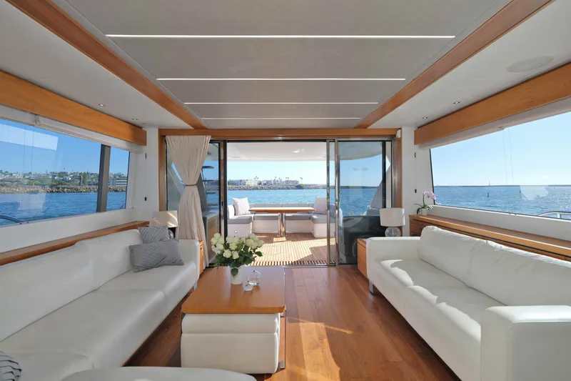Slide: The Image of Luxurious interior of 2018 Sunseeker 76 Yacht with ocean view and elegant furnishings. - 17