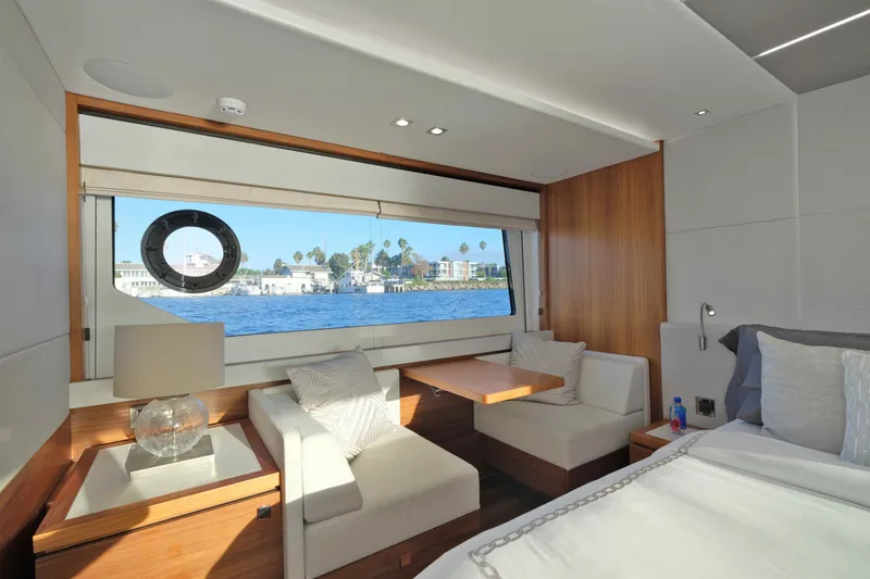 Slide: The Image of Luxurious interior of 2018 Sunseeker 76 Yacht with ocean view and elegant furnishings. - 65