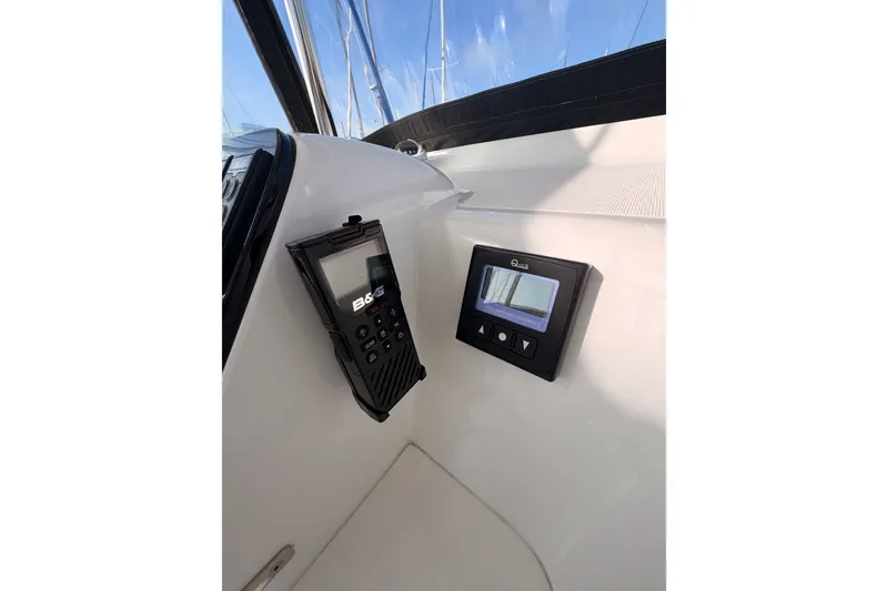 Slide: The Image of Control panel on a 2020 Lagoon 42 catamaran, featuring B&G navigation equipment. - 38