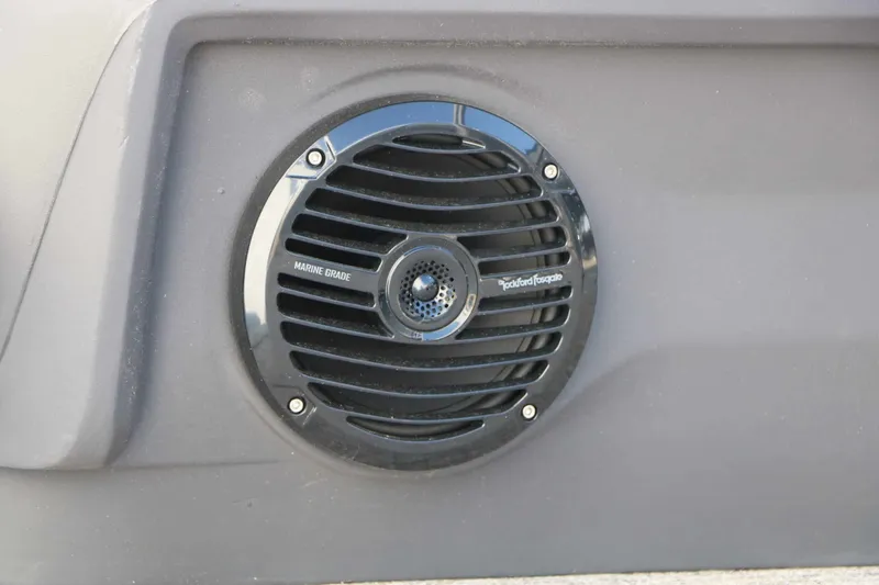 Slide: The Image of Close-up of a black speaker on a boat. - 26