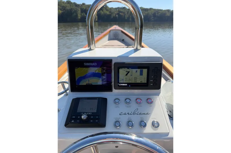 Slide: The Image of Control panel of 2019 Caribiana Maracas 23 Skiff with navigation and audio systems. - 6