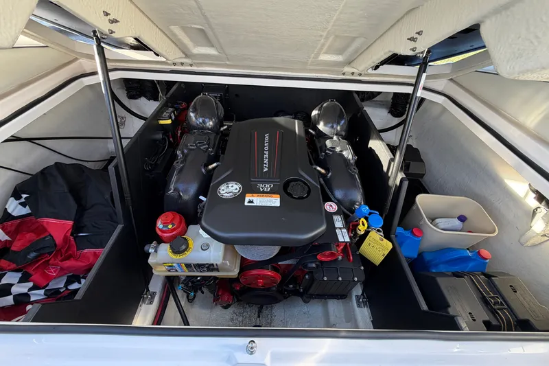 Slide: The Image of Engine compartment of a 2020 Regal LS4 boat with Volvo Penta V8 engine. - 21