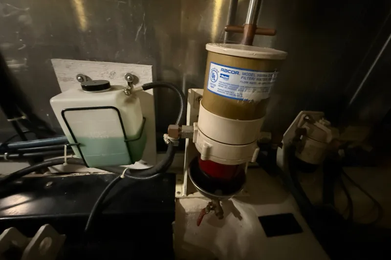 Slide: The Image of Engine room of 2001 Carver 506 Motor Yacht with Racor fuel filter system. - 56