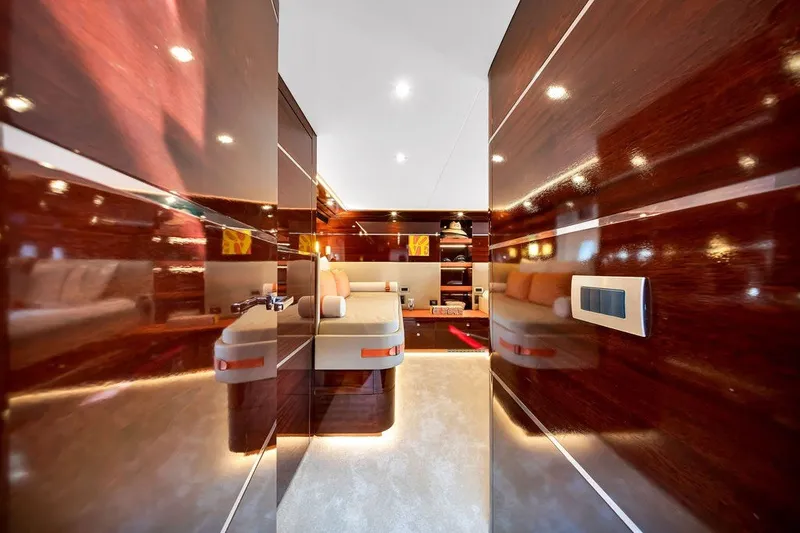 Slide: The Image of Luxurious interior of 2021 Steeler 60S yacht with polished wood and modern design. - 102
