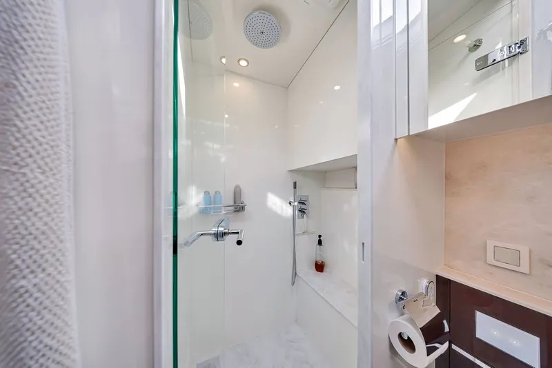 Slide: The Image of Luxurious bathroom in 2021 Steeler 60S yacht, featuring modern shower and sleek design. - 111