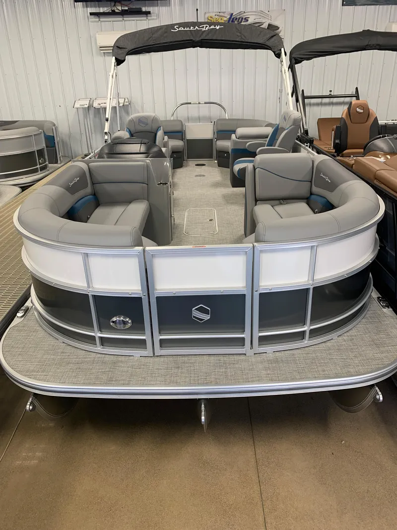 Slide: The Image of 2023 South Bay S224 RS pontoon boat with spacious seating and modern design. - 1