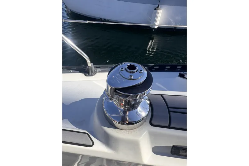 Slide: The Image of Close-up of a winch on a 1989 C&C 30 MKII sailboat deck. - 26