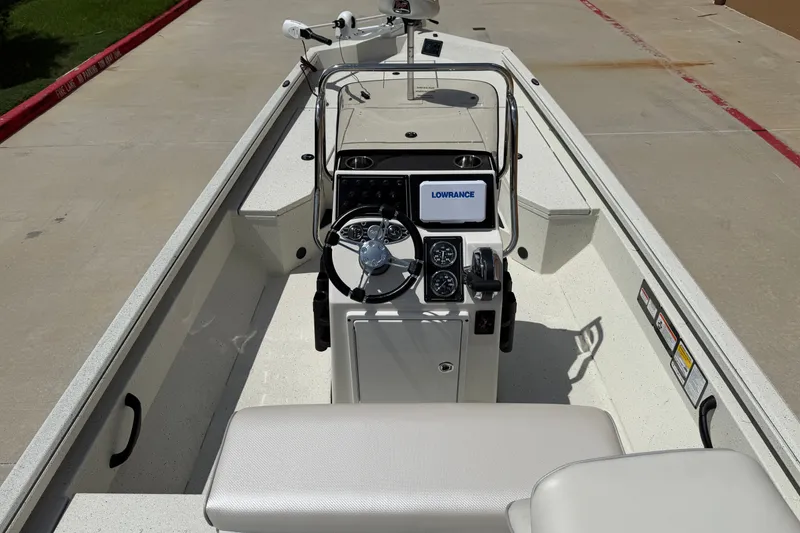 Slide: The Image of 2027 Ranger RB200 boat interior with steering console and Lowrance display. - 11