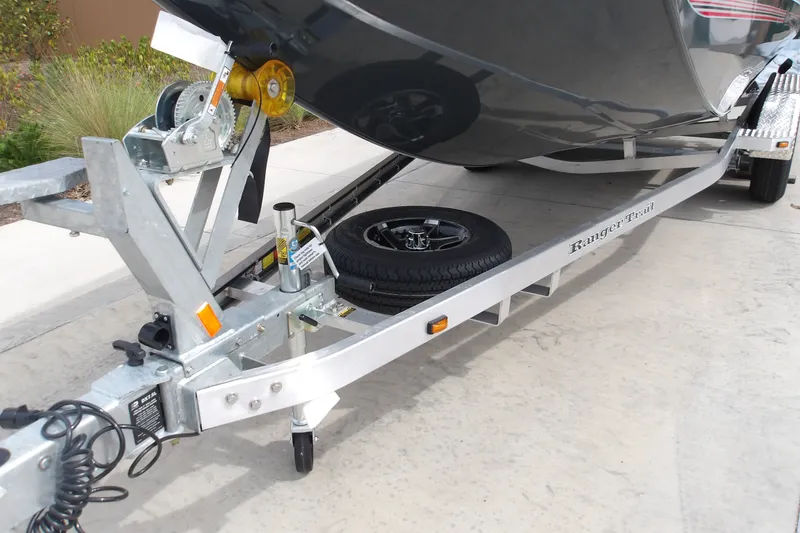 Slide: The Image of Trailer for 2027 Ranger RB200 boat with spare tire and winch system. - 13