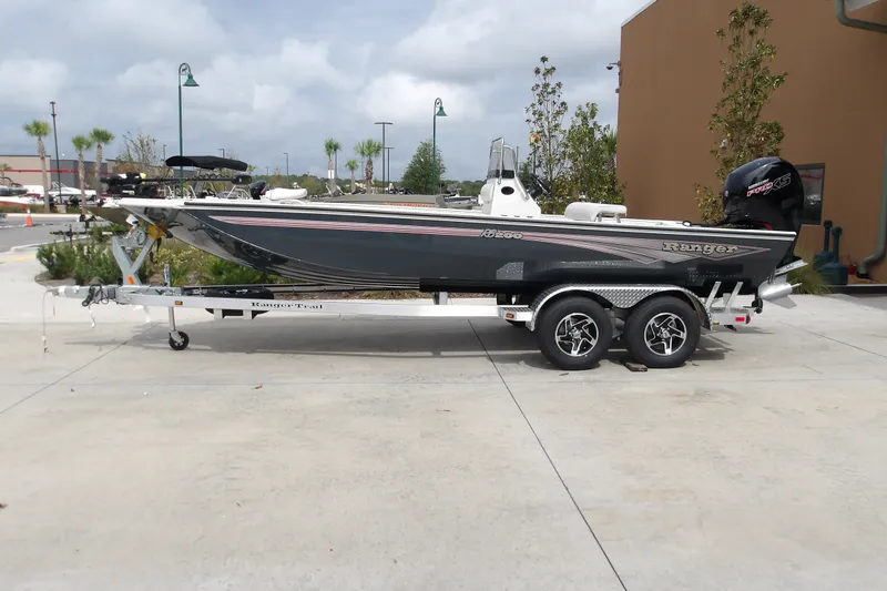 The Image of 2027 Ranger RB200 boat on trailer, parked outdoors, showcasing sleek design and modern features. - 0