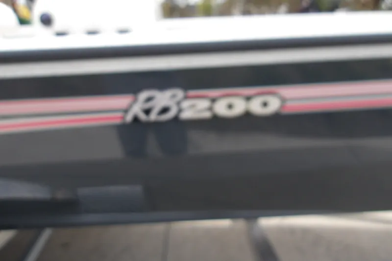 Slide: The Image of Blurry image of a 2027 Ranger RB200 boat model nameplate. - 8