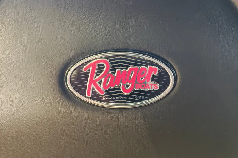 Slide: The Image of Ranger Boats logo on 2027 Ranger 220FC, established 1968, displayed on black background. - 17