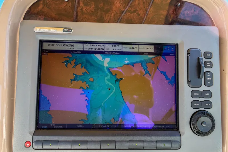 Slide: The Image of Raymarine C120W navigation display on 2003 Sea Ray 410 Sundancer boat. - 23