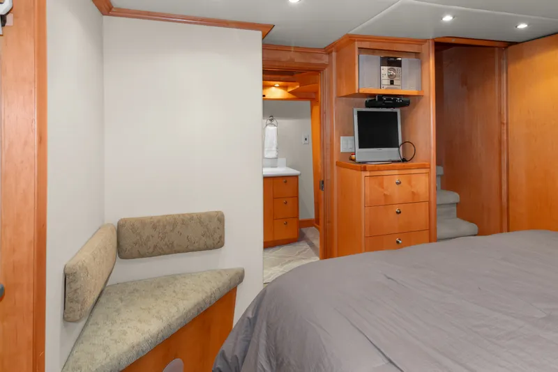 Slide: The Image of Interior of 2006 Solander Eclipse Steel Trawler with cozy seating and modern amenities. - 34