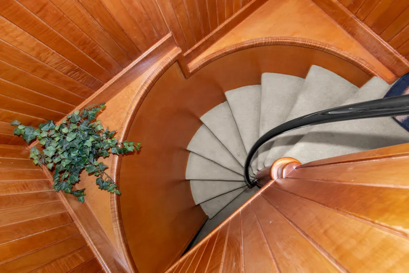 Slide: The Image of Spiral staircase with wooden paneling on a 2006 Solander Eclipse Steel Trawler. - 23