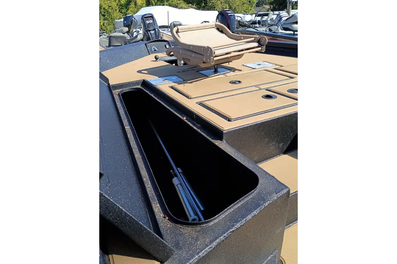 Slide: The Image of 2026 EXPRESS BOAT EXPRESS H18C deck with storage compartments and seating. - 2