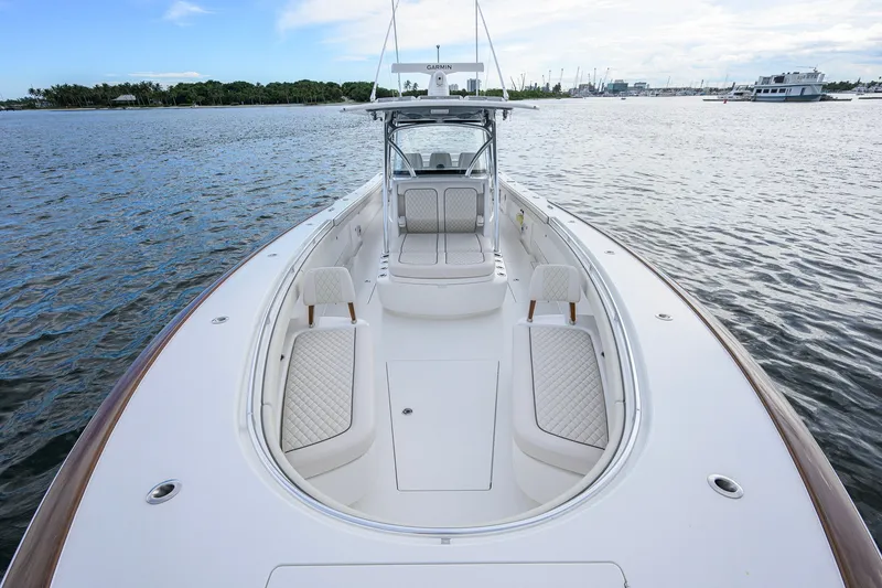 Slide: The Image of Valhalla V-41 2026 boat on water, featuring sleek design and luxurious seating. - 30