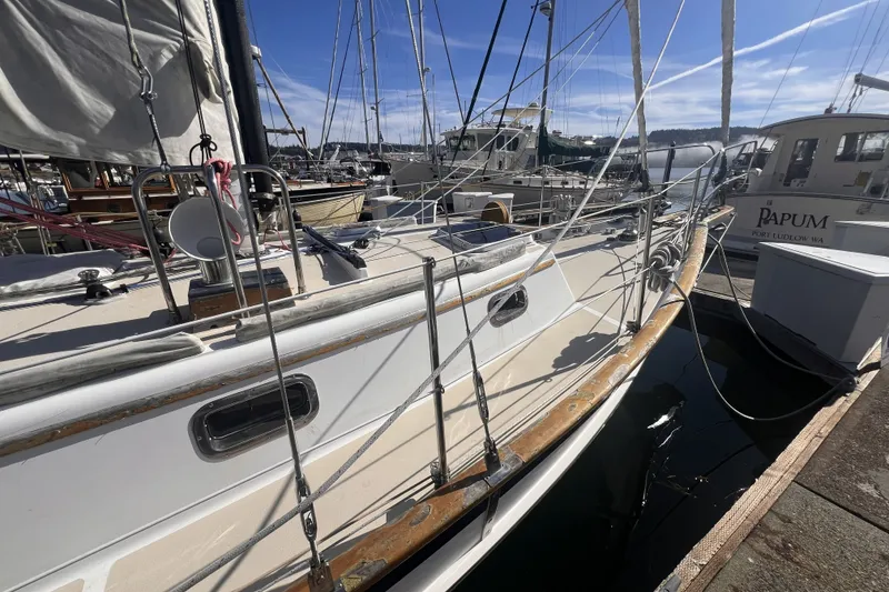 Slide: The Image of Sailboat docked at marina, Cabo Rico 34, 1995 model, sunny day. - 12