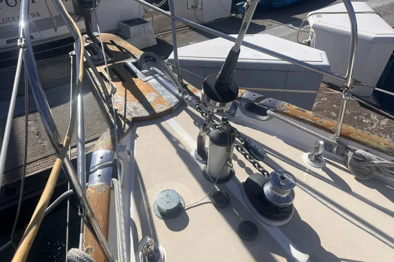 Slide: The Image of Deck of 1995 Cabo Rico 34 sailboat with winches and rigging. - 11
