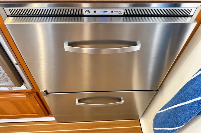 Slide: The Image of Stainless steel drawer refrigerator in 2011 Back Cove 37 yacht kitchen. - 23