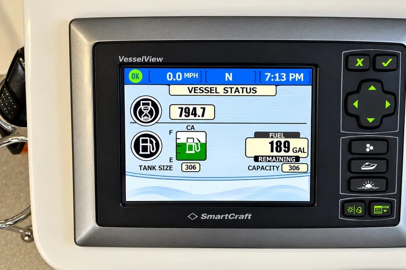 Slide: The Image of SmartCraft VesselView display showing fuel status on 2011 Back Cove 37 boat. - 21