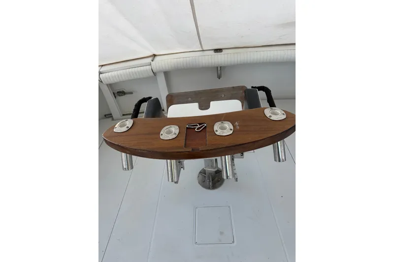 Slide: The Image of Fishing chair setup on a 1995 Cabo 35 Express boat deck. - 20