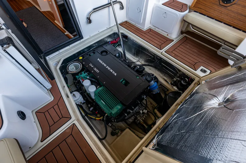 Slide: The Image of Engine compartment of 2023 Ranger Tugs R-29 CB with Volvo Penta D4-320 engine. - 29
