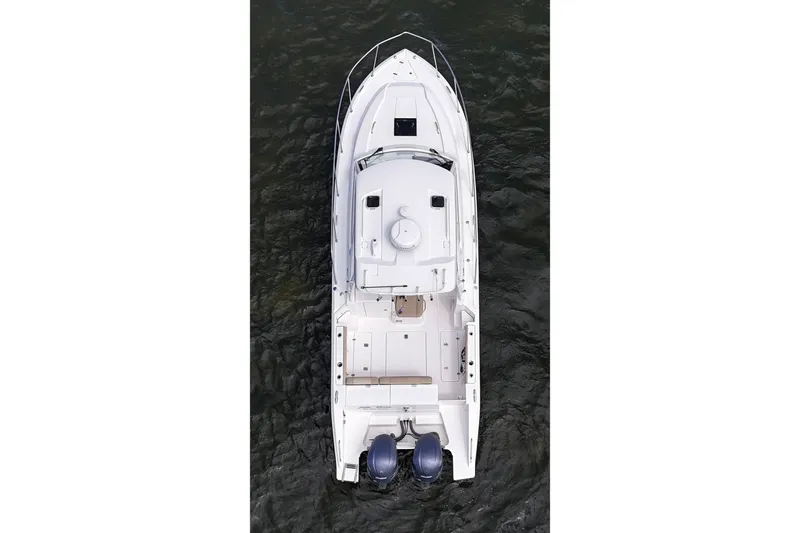 Slide: The Image of Top view of a 2017 Pursuit OS 325 Offshore boat on water. - 7
