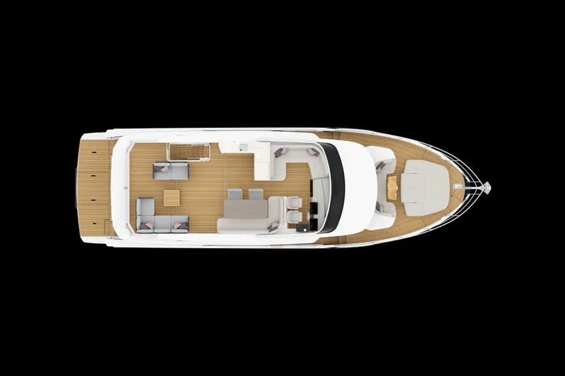 Slide: The Image of Top view of a luxury yacht with spacious deck and elegant interior layout. - 21