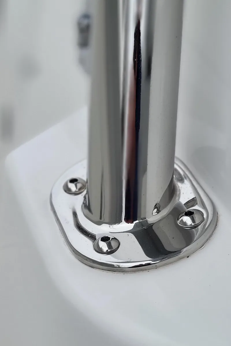 Slide: The Image of Close-up of 2023 Mag Bay 33 CC stainless steel boat railing. - 35