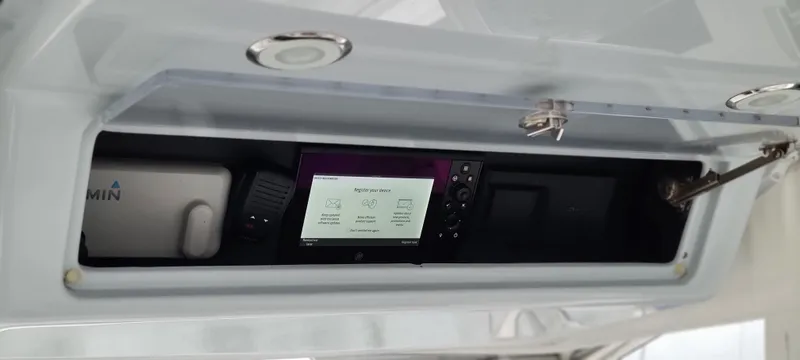Slide: The Image of 2023 Mag Bay 33 CC boat console with Garmin electronics. - 30