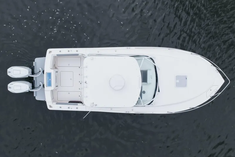 Slide: The Image of Overhead view of 2024 Albemarle 30 Express boat on water. - 14
