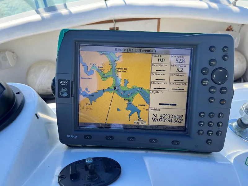 Slide: The Image of GPS navigation system on a 1980 Bertram 33 Sport Fisherman boat. - 7