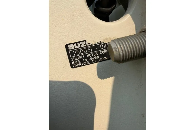 Slide: The Image of Label on a 2021 Bulls Bay 230 Center Console, Suzuki Motor Corp, Made in Japan. - 40