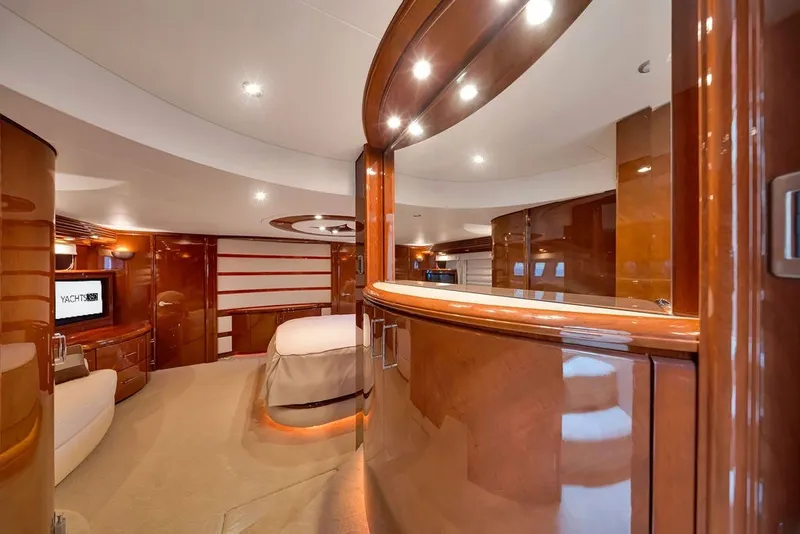 Slide: The Image of Luxurious interior of a 2007 Marquis 65 yacht with elegant wood finishes and modern lighting. - 34