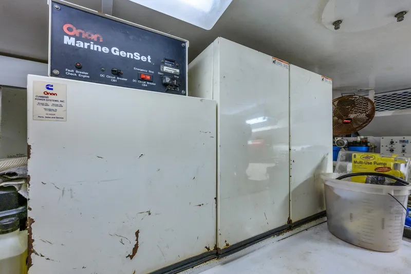 Slide: The Image of Onan Marine GenSet in 1999 Viking 60 Cockpit Motor Yacht engine room. - 39