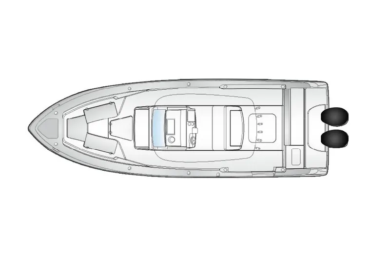 Slide: The Image of Manufacturer Provided Image: Top view of 2022 Everglades 335 Center Console boat layout. - 35
