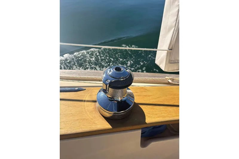 Slide: The Image of Sailing winch on 2002 Island Packet 350 yacht, with ocean view. - 24
