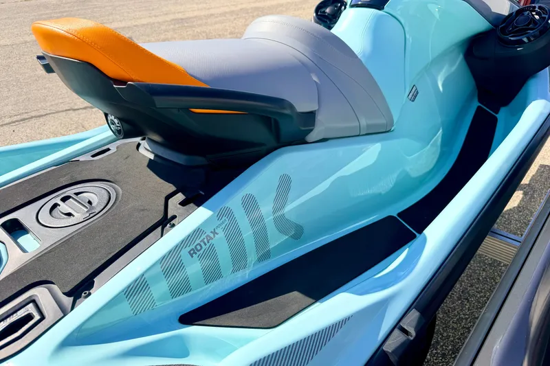 Slide: The Image of 2024 Seadoo GTR-X 300 & WAKE 170 jet ski with vibrant seat design. - 17