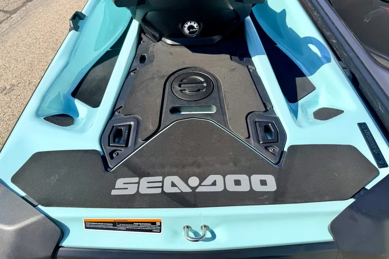 Slide: The Image of 2024 Seadoo GTR-X 300 & WAKE 170, rear deck view, showcasing sleek design and branding. - 16
