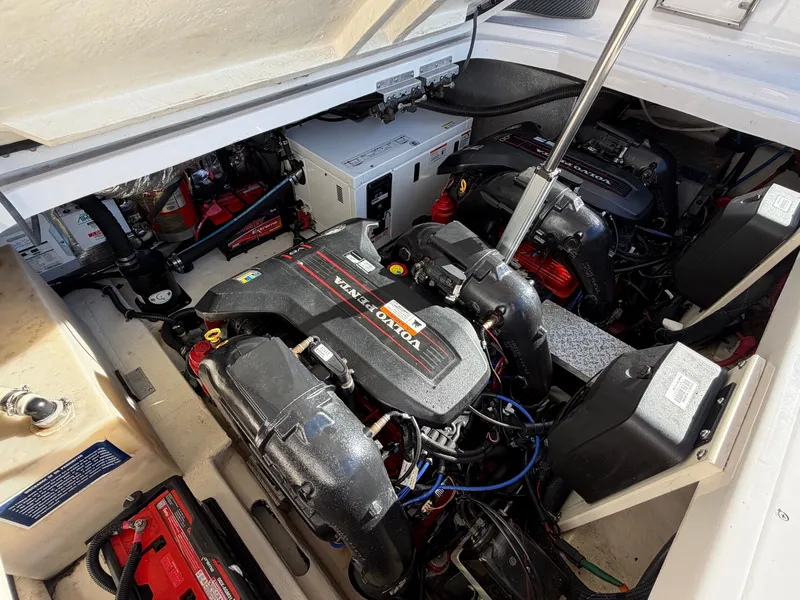 Slide: The Image of The engine compartment of a 2013 Regal 35 Sport Coupe features two powerful engines. - 16