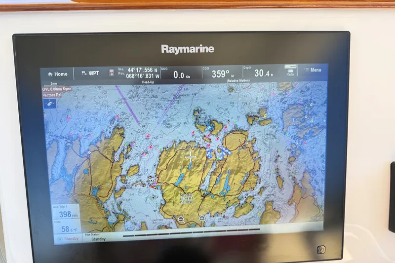 Slide: The Image of Raymarine navigation display showing nautical chart on Hunt 32cc, 2018 model. - 10