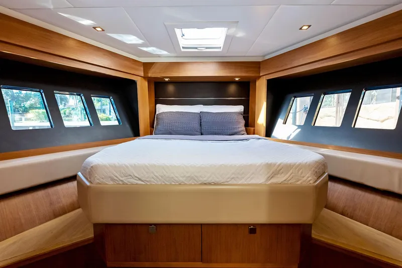 Slide: The Image of Luxurious cabin interior of 2013 Absolute 55 FLY yacht with modern design and natural light. - 40