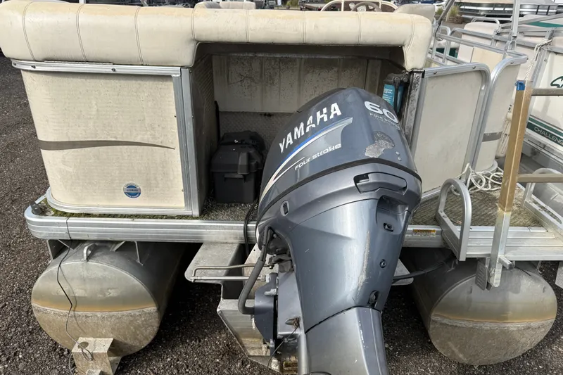 Slide: The Image of Pontoon boat with Yamaha 60HP engine, Sweetwater Tuscany 1880 model, 2008. - 1