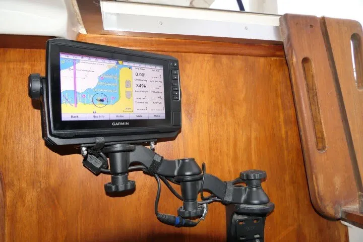 Slide: The Image of Garmin navigation system on 1984 Wauqueize Hood 38 MK II sailboat interior. - 16